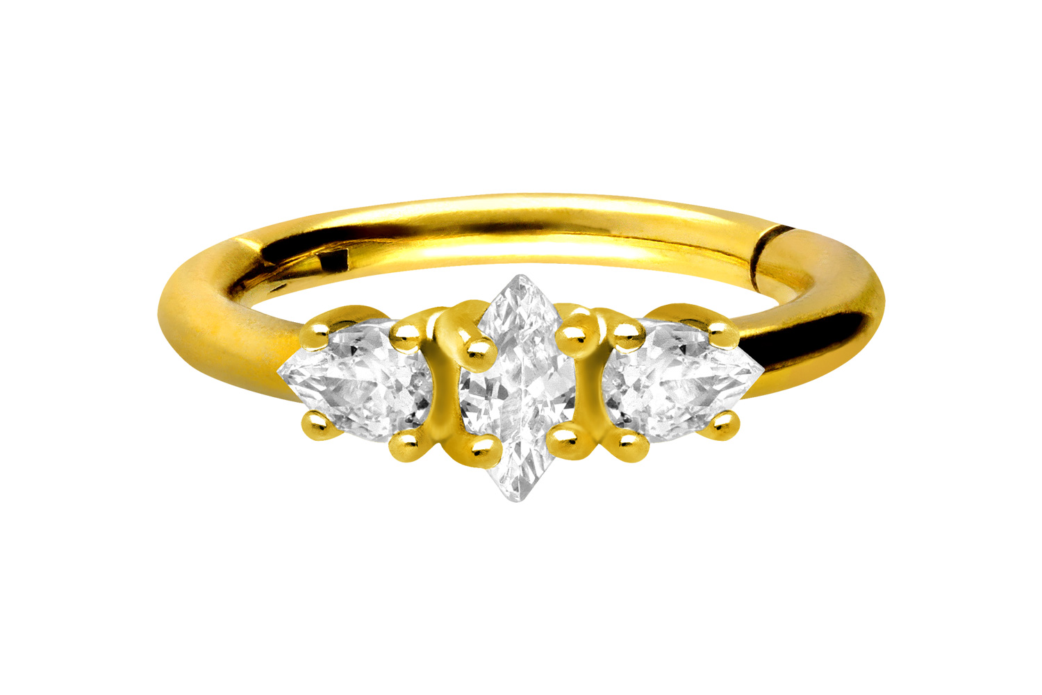 Chirurgenstahl Segmentring Clicker Piercing 3 EINGEFASSTE KRISTALLE